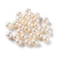 Natural Cultured Freshwater Pearl Beads, Half Drilled, Grade 4A, Round, WhiteSmoke, 5.5~6mm, Hole: 0.9mm(PEAR-E020-01F)