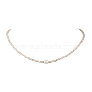 Glass Beads with Pearl Necklaces, Old Lace, 18.07 inch(45.9cm)(NJEW-JN04682-03)