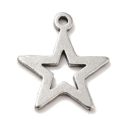 201 Stainless Steel Pendants, Star Charms, Stainless Steel Color, 13.5x12x1mm, Hole: 1mm(STAS-A066-14P)