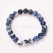 Natural Sodalite Beaded Stretch Bracelets, Round, 2-1/8 inch(55mm), Bead: 8~9mm(BJEW-Q692-59-8mm)