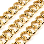 Aluminium Curb Chains, Unwelded, with Spool, Golden, 22.5x18.5x3.8mm, about 16.40 Feet(5m)/Roll(CHA-C002-04G)