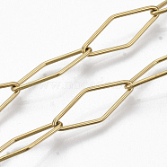 201 Stainless Steel Rhombus Link Chains, Soldered, Golden, 20x8x1mm, about 39.37 inch(1m)/strand(CHS-S006-JN959-2)