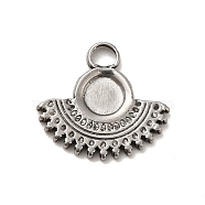 304 Stainless Steel Pendant Cabochon Settings, Fan, Stainless Steel Color, Tray: 5mm, 14.5x16x1.5mm, Hole: 2.6mm(STAS-I694-26P)