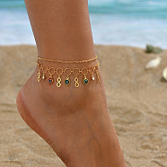 Golden Brass Infinity Charm Anklet with Colorful Evil Eye, Beach Anklet(TN7237)