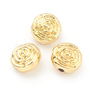 Alloy Beads, Cadmium Free & Lead Free, Rose Flower, for Valentine's Day Jewelry Making, Real 18K Gold Plated, 7x7.5x5mm, Hole: 1.2mm(PALLOY-O103-01G)