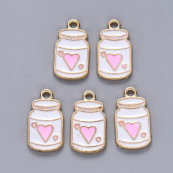 Alloy Enamel Pendants, Cup, Light Gold, White, 17x9.5x1.5mm, Hole: 1.4mm(ENAM-N054-024)