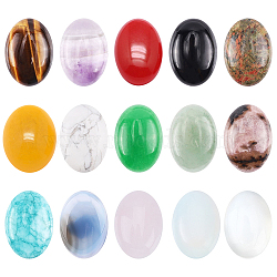 Gemstone Cabochons, Oval, 24~26x17~19x5~7mm, 15 materials, 1pc/material, 15pcs/box(G-SC0001-13)