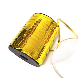 500 Yards Flat Single Face Laser Balloons Ribbon, Curling Ribbon, for Party Decoration, Goldenrod, 1/4 inch(5mm), about 500.00 Yards(457.2m)/Roll(HULI-PW0002-064B)