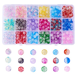 450Pcs 18 Colors Gradient Color Transparent Crackle Acrylic Beads, Round, Mixed Color, 7.5~8x7mm, Hole: 1.8mm, 25pcs/color(MACR-CJ0001-15)