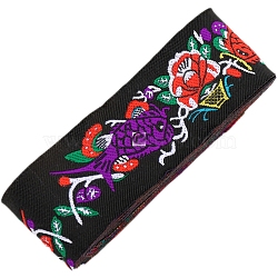 Ethnic Style Polyester Jacquard Fish Ribbons, Clothing Sewing, Purple, 2 inch(50mm), about 7.44 Yards(6.8m)/pc(PW-WG30119-02)