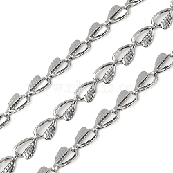 304 Stainless Steel Link Chains, Unwelded, with Spool, Heart , Stainless Steel Color, 9x5.5x2mm(CHS-L029-03P)