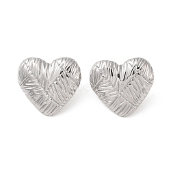 Non-Tarnish Heart 304 Stainless Steel Stud Earrings for Women, Stainless Steel Color, 24x26mm(EJEW-L272-033P-01)