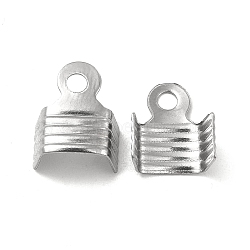 Tarnish Resistant 304 Stainless Steel Folding Crimp Ends, Fold Over Crimp Cord Ends, Stainless Steel Color, 10x8.5x5mm, Hole: 2mm, Inner Diameter: 7mm(STAS-P319-01P)