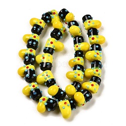 Handmade Lampwork Bumpy Beads Strands, Boot, Gold, 12~13.5x12.5~14x9.5~10mm, Hole: 1.5mm, about 25pcs/strand, 12.72''(32.3cm)(LAMP-U001-01B-1)