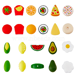 HOBBIESAY 11Pcs 11 Style Food Grade Eco-Friendly Silicone Beads, Chewing Beads For Teethers, DIY Nursing Necklaces Making, Pizza & Watermelon & Tomato, Mixed Color, 13~27x8~30mm, Hole: 2~2.2mm, 1pc/style(SIL-HY0001-08)