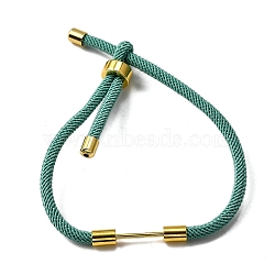 Braided Nylon Cord Bracelet Making, with Brass Findings, Real 18K Gold Plated, Dark Cyan, 9-1/2 inch(24cm), Link: 24x4mm(MAK-A017-D03-01G)