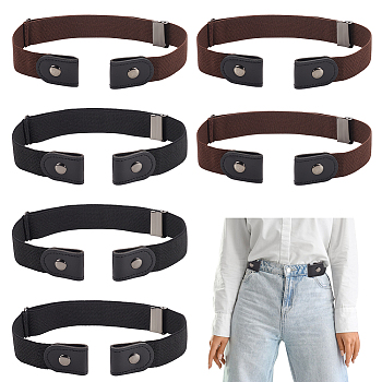 6Pcs 2 Colors Canvas Elastic Invisible Belt with Alloy Buckles, Stretch Blets for Jeans, Mixed Color, 11~18-7/8 inch(28~48cm), 3Pcs/color