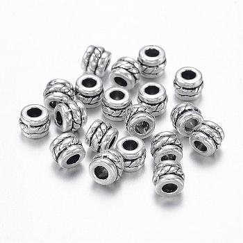 Tibetan Style Alloy Spacer Beads, Column, Antique Silver, Lead Free & Cadmium Free & Nickel Free, 5x4mm, Hole: 2.2mm