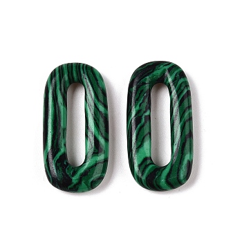 Synthetic Malachite Oval Pendants, Oval Ring Charms, 30x15~16x5~6mm, Hole: 17.5~19.5x3.5~4.5mm