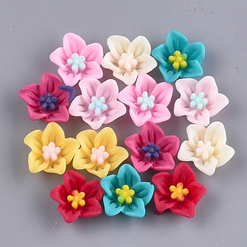 Resin Cabochons, Flower, Mixed Color, 13x13.5x5mm