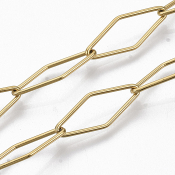 201 Stainless Steel Rhombus Link Chains, Soldered, Golden, 20x8x1mm, about 39.37 inch(1m)/strand