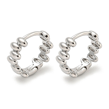 Brass Hoop Earrings, Real Platinum Plated, 12x4.5mm