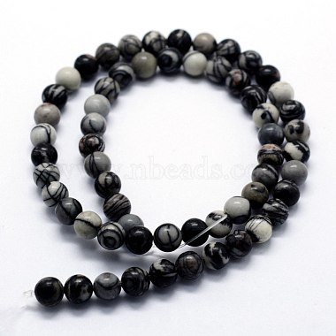 Natural Black Silk Stone/Netstone Beads Strands(X-G-I199-11-8mm)-2