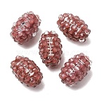 Sports Opaque Acrylic & Resin Rhinestone Beads, Rugby, Sienna, 17x12mm, Hole: 3mm(RB-CBA95A4-02)