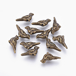 Tibetan Style Alloy Beads, Bird, Cadmium Free & Nickel Free & Lead Free, Antique Bronze, 7x14x4.5mm, Hole: 1mm(X-TIBEP-GC186-AB-NR)