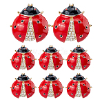 8Pcs Ladybug Enamel Pins, Alloy Rhinestone Lapel Pins for Backpack Clothes, Red, 25.5x27.5mm(JEWB-FH0002-80)