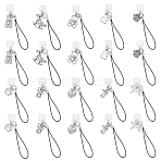 20Pcs 10 Style Alloy Mobile Straps, with Plastic Mobile Dustproof Plug, Antique Silver, 79~85mm, 2pcs/style(HJEW-OC00118)