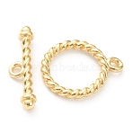 Brass Toggle Clasps, Cadmium Free & Lead Free, Long-Lasting Plated, Ring, Real 18K Gold Plated, Ring: 14.5x12x2mm, Hole: 3.5mm, Bar: 5x17x2.5mm, hole: 3.5mm(KK-P200-06G)
