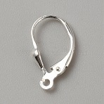 S925 Sterling Silver Leverback Earring Findings, with Loops and 925 Stamp, Silver, 17x9x1.6mm, Hole: 1mm, Pin: 0.7mm(FIND-WH0420-62A-S)