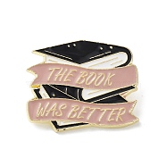 Book Enamel Pins, Golden Alloy Badge for Backpack Clothes, Rosy Brown, 25x30x1.5mm(JEWB-G027-02A)