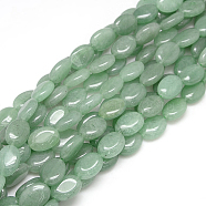 Natural Gemstone Green Aventurine Beads Strands, Flat Oval, 18x13x5mm, Hole: 1.5mm, about 20pcs/strand, 15.74 inch(X-G-L164-A-04)