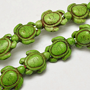 Dyed Synthetic Turquoise Beads Strands, Sea Turtle, Lime Green, 17~18x14x6~8mm, Hole: 1mm, about 23pcs/strand, 15 inch(G-M152-09-B)
