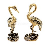 Brass Crane Figurines Statues for Home Desktop Feng Shui Ornament, Antique Bronze, 21.5x18x57.5mm(DJEW-Z008-03AB)