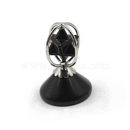 Natural Black Agate Rotatable Merkaba Star Figurines, for Home Desktop Decoration, 28x40mm(PW-WG54158-05)