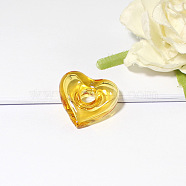 Handmade Lampwork Perfume Bottle Pendant, Square&Heart, Goldenrod, 22x25mm(BOTT-PW0005-13A-04)