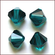 Imitation Austrian Crystal Beads, Grade AAA, Faceted, Bicone, Teal, 4x4mm, Hole: 0.7~0.9mm(SWAR-F022-4x4mm-379)