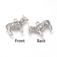 Tibetan Style Alloy Pendants, Zebra, Cadmium Free & Lead Free, Antique Silver, 16x22x3mm, Hole: 2mm, about 459pcs/1000g(TIBEP-T002-17AS-RS)