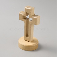 Wood Cross Display Decoration, Church Decoration Supplies, Blanched Almond, 69x142mm(DJEW-WH0043-52)