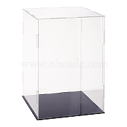 Transparent Plastic Minifigure Display Cases, Dustproof Action Figure Display Box, with Black Base, for Models, Building Blocks, Doll Display Holders, White, 21x21x30.5cm(ODIS-WH0029-72D)