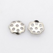 Filigree Multi-Petal 304 Stainless Steel Bead Caps, Stainless Steel Color, 6x1mm, Hole: 1mm(STAS-N039-03)