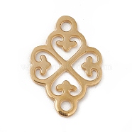 Ion Plating(IP) 304 Stainless Steel Connector Charms, Hollow Clover Links, Real 14K Gold Plated, 17x11.5x0.6mm, Hole: 1.6mm(STAS-G295-09G)