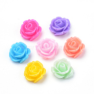 Resin Cabochons, Rose Flower, Mixed Color, 11x12x6~7mm(CRES-Q197-28)