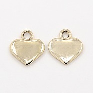 Nickel Free & Lead Free Golden Alloy Heart Charm Pendants, Long-Lasting Plated, 16x15x3mm, Hole: 3mm(PALLOY-J218-092G)