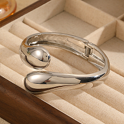 Teardrop Stainless Steel Hinged Bangles for Women, Stainless Steel Color(JI1693-2)