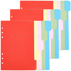 Paper Binder Dividers, 6-Hole Index Page Tab for Planner & Notebook & Loose Leaf Binders, Rectangle, Mixed Color, 209x150x0.3mm, Hole: 5.5mm, 5 sheets/bag(AJEW-WH20011-04B-04)