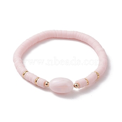 Polymer Clay Heishi Surfer Stretch Bracelet, Oval Acrylic Bracelet, Lavender Blush, Inner Diameter: 2-1/4 inch(5.7cm)(BJEW-JB10153-01)